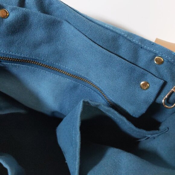 FEED PROJECTS Canvas Market Tote Teal *LOVELY* - Picture 8 of 11